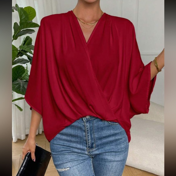 Boho batwing sleeve wrap blouse - Picture 4 of 14